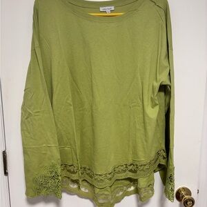 White Birch Green Embellished Boxy Blouse